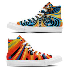 Butterfly Ballet: Unisex Mid-Top Canvas Shoes - Dance into Artistic Elegance with Op Art Butterfly Designs for Men and Women