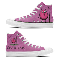 Adorable Oink: Step into Cuteness with our Mid-Top Canvas Shoes featuring Playful Piglet Drawings – Fun Fashion for Men and Women