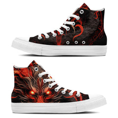 Elevate Your Style with Dragon-Inspired Mid-Top Canvas Shoes - Unisex Fashion Statement