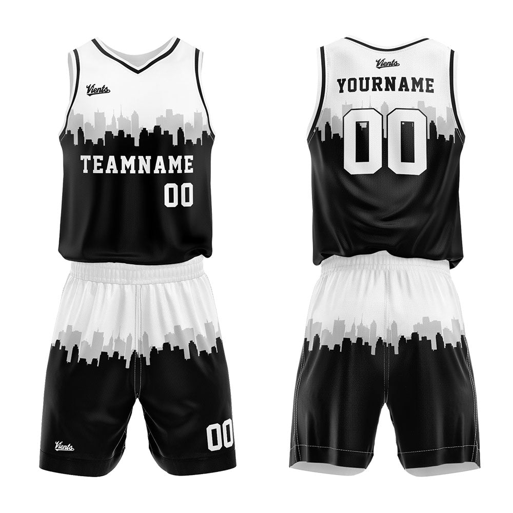 Custom White Black Basketball Jersey Uniform Suit Printed Your Logo Name Number