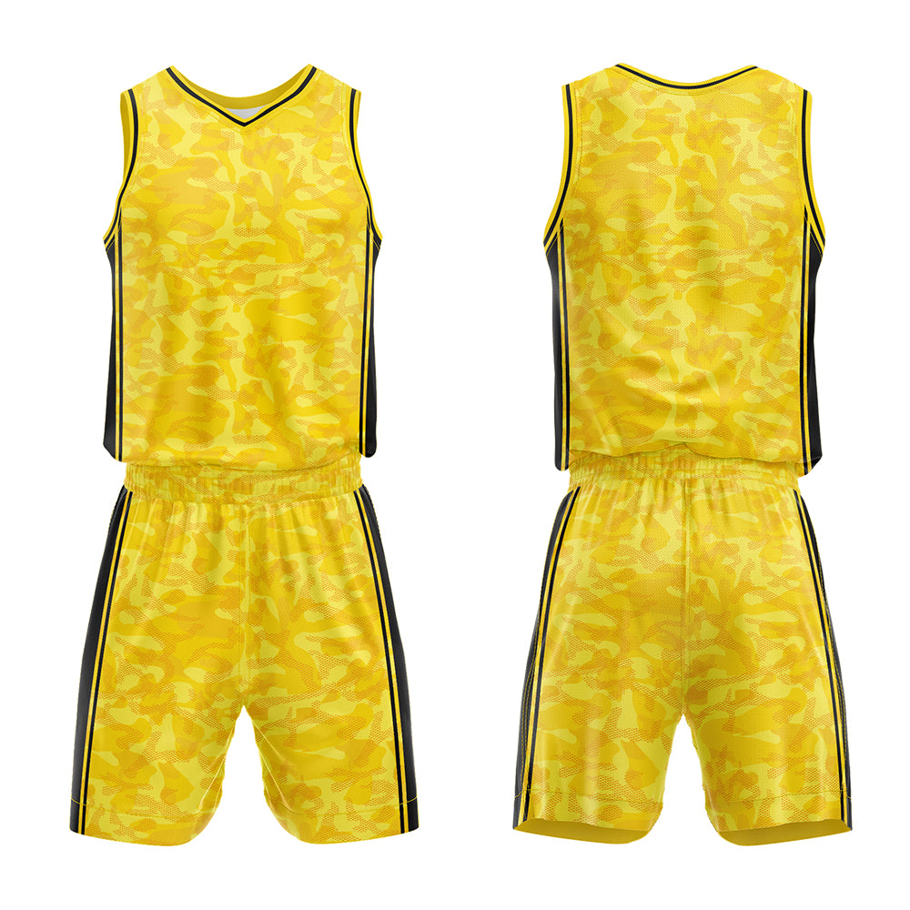Custom Yellow Basketball Jersey Uniform Suit Printed Your Logo Name Number