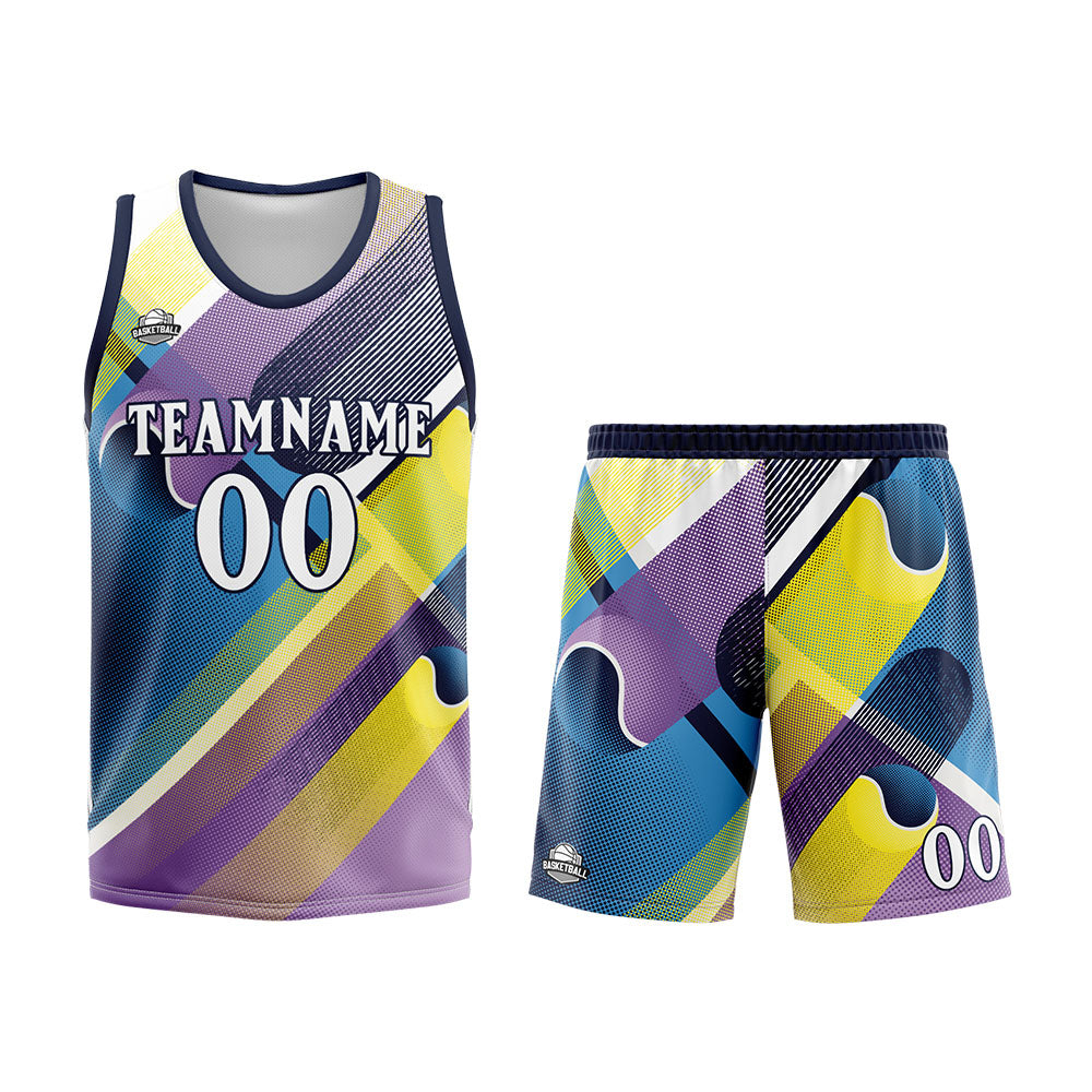 Custom Navy Purple Basketball Jersey Uniform Suit Printed Your Logo Name Number
