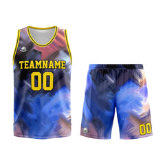 Custom Yellow Blue Basketball Jersey Uniform Suit Printed Your Logo Name Number