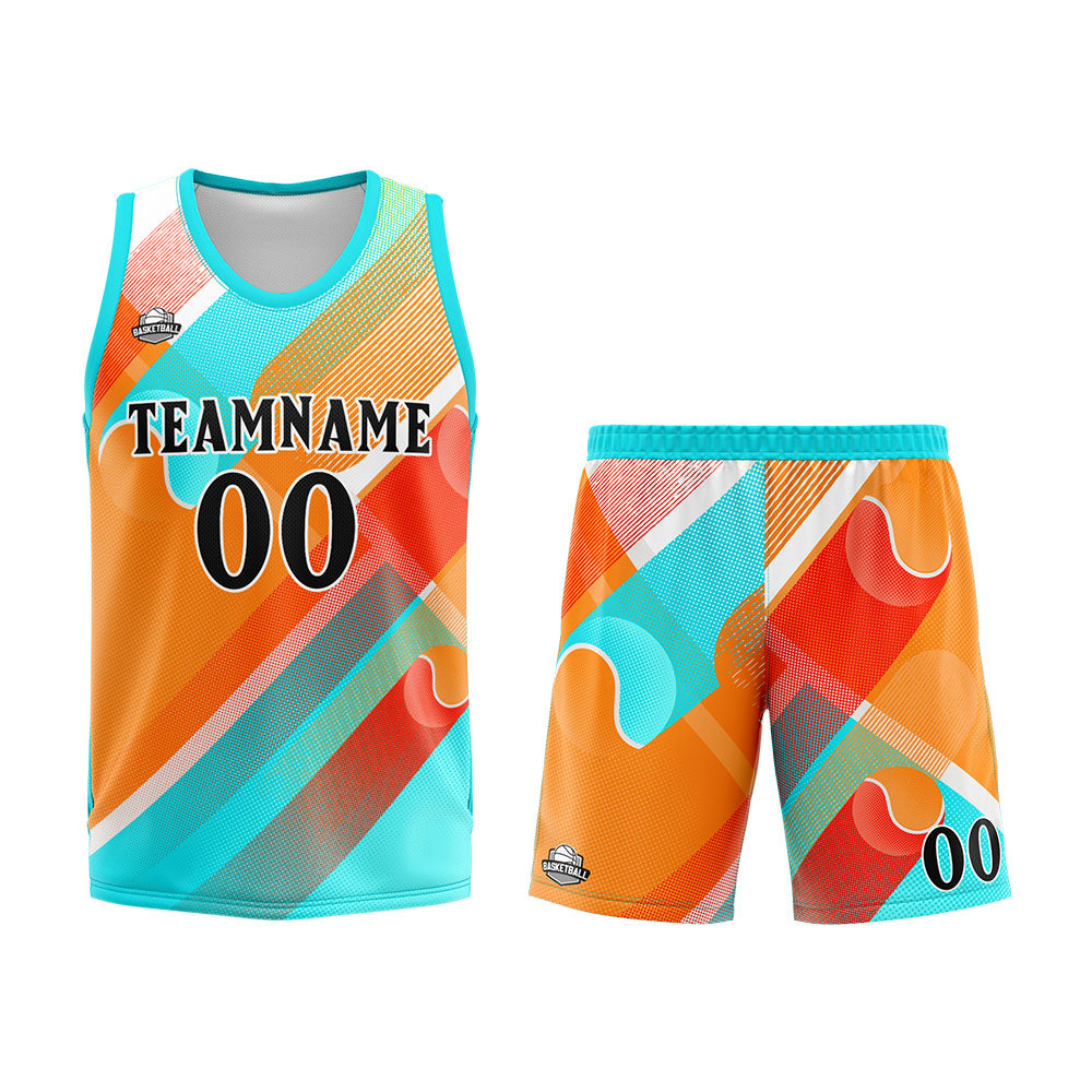 Custom Aqua Orange Basketball Jersey Uniform Suit Printed Your Logo Name Number