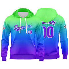 Custom Gradient Sweatshirt Hoodie For Man Woman Girl Boy Print Your Logo Name Number Green Blue Purple