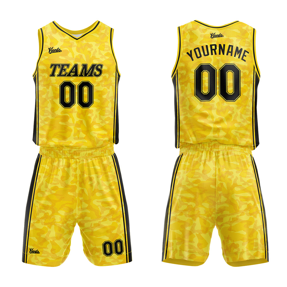 Custom Yellow Basketball Jersey Uniform Suit Printed Your Logo Name Number