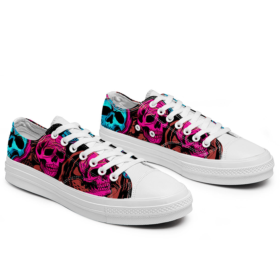 Highlight Your Fashion With Men's and Women's Low-Top Canvas Shoes Skeleton