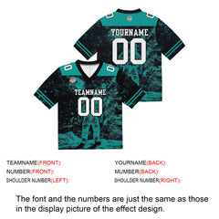 Custom Football Jersey Shirt Personalized Stitched Printed Team Name Number Black&Teal