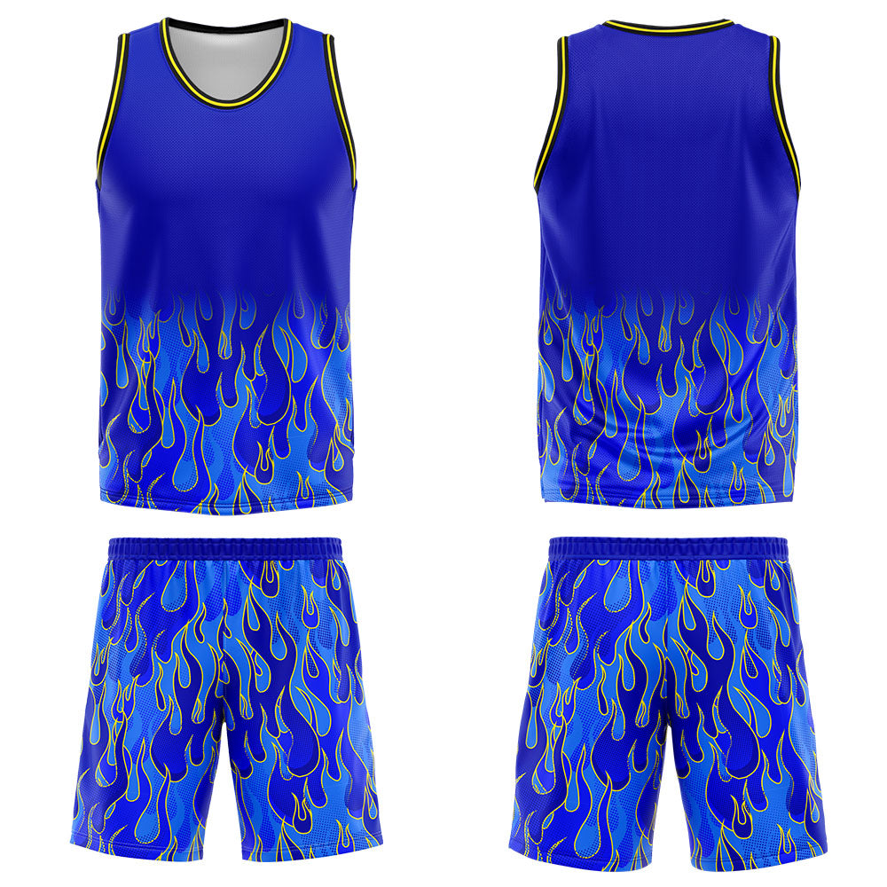 Custom Royal flame Basketball Jersey Uniform Suit Printed Your Logo Name Number