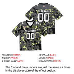 Custom Football Jersey Shirt Personalized Stitched Printed Team Name Number Light Yellow