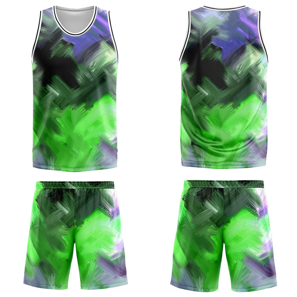 Custom Green Purple Basketball Jersey Uniform Suit Printed Your Logo Name Number