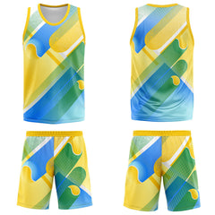 Custom Yellow Blue Basketball Jersey Uniform Suit Printed Your Logo Name Number