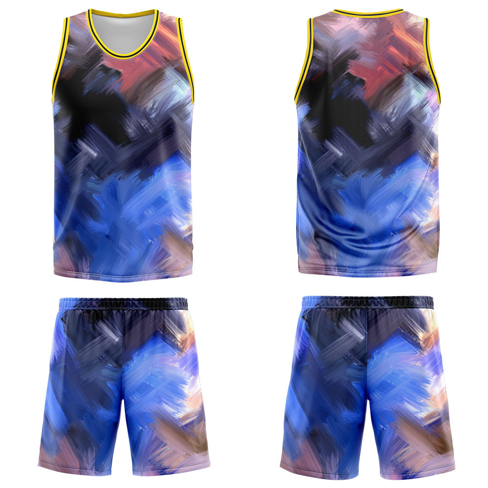 Custom Yellow Blue Basketball Jersey Uniform Suit Printed Your Logo Name Number