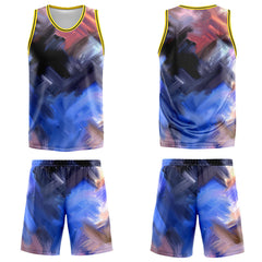 Custom Yellow Blue Basketball Jersey Uniform Suit Printed Your Logo Name Number