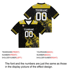 Custom Football Jersey Shirt Personalized Stitched Printed Team Name Number Black&Yellow