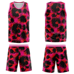 Custom Pink leopard print Basketball Jersey Uniform Suit Printed Your Logo Name Number
