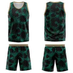 Custom Green leopard print Basketball Jersey Uniform Suit Printed Your Logo Name Number