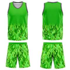 Custom Green flame Basketball Jersey Uniform Suit Printed Your Logo Name Number