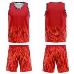 Custom Red flame Basketball Jersey Uniform Suit Printed Your Logo Name Number
