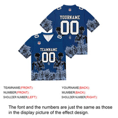 Custom Football Jersey Shirt Personalized Stitched Printed Team Name Number Blue