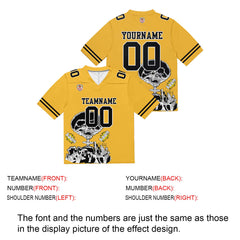 Custom Football Jersey Shirt Personalized Stitched Printed Team Name Number Yellow