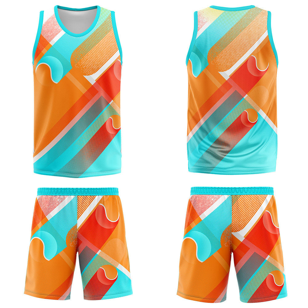 Custom Aqua Orange Basketball Jersey Uniform Suit Printed Your Logo Name Number