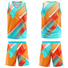 Custom Aqua Orange Basketball Jersey Uniform Suit Printed Your Logo Name Number