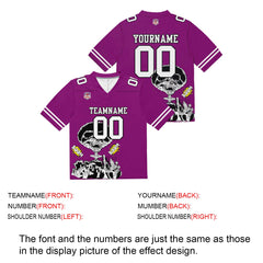 Custom Football Jersey Shirt Personalized Stitched Printed Team Name Number Rose Purple