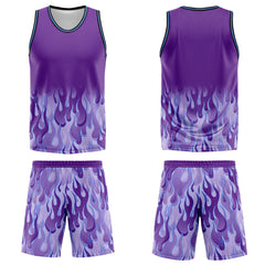 Custom Purple flame Basketball Jersey Uniform Suit Printed Your Logo Name Number