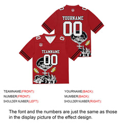 Custom Football Jersey Shirt Personalized Stitched Printed Team Name Number Red