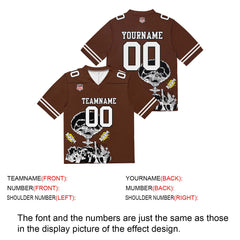 Custom Football Jersey Shirt Personalized Stitched Printed Team Name Number Brown
