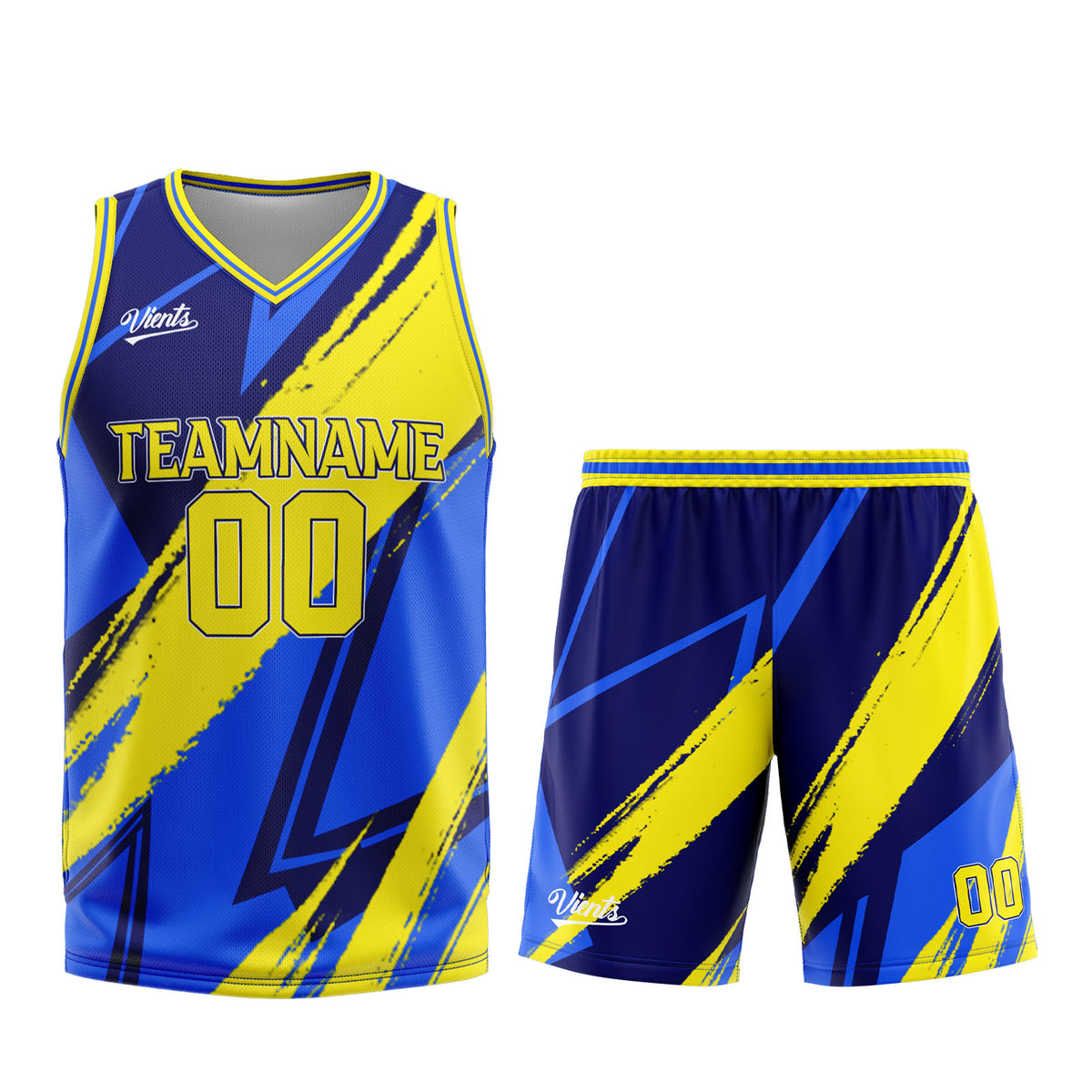 Custom Blue Yellow Basketball Jersey Uniform Suit Printed Your Logo Name Number