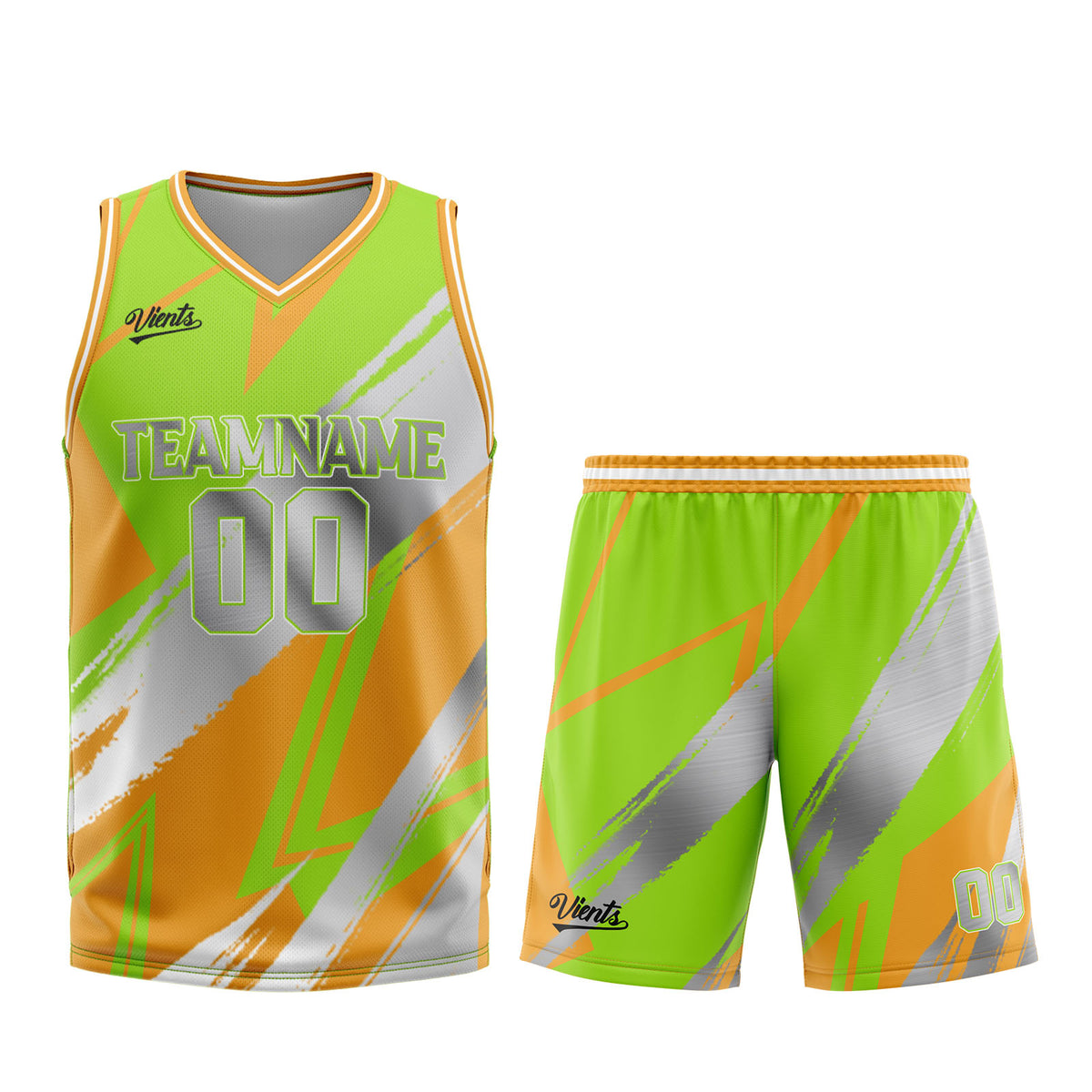 Custom Green Orange Grey Basketball Jersey Uniform Suit Printed Your Logo Name Number