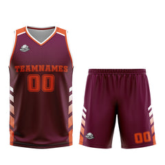 Custom Red Orange Basketball Jersey Uniform Suit Printed Your Logo Name Number
