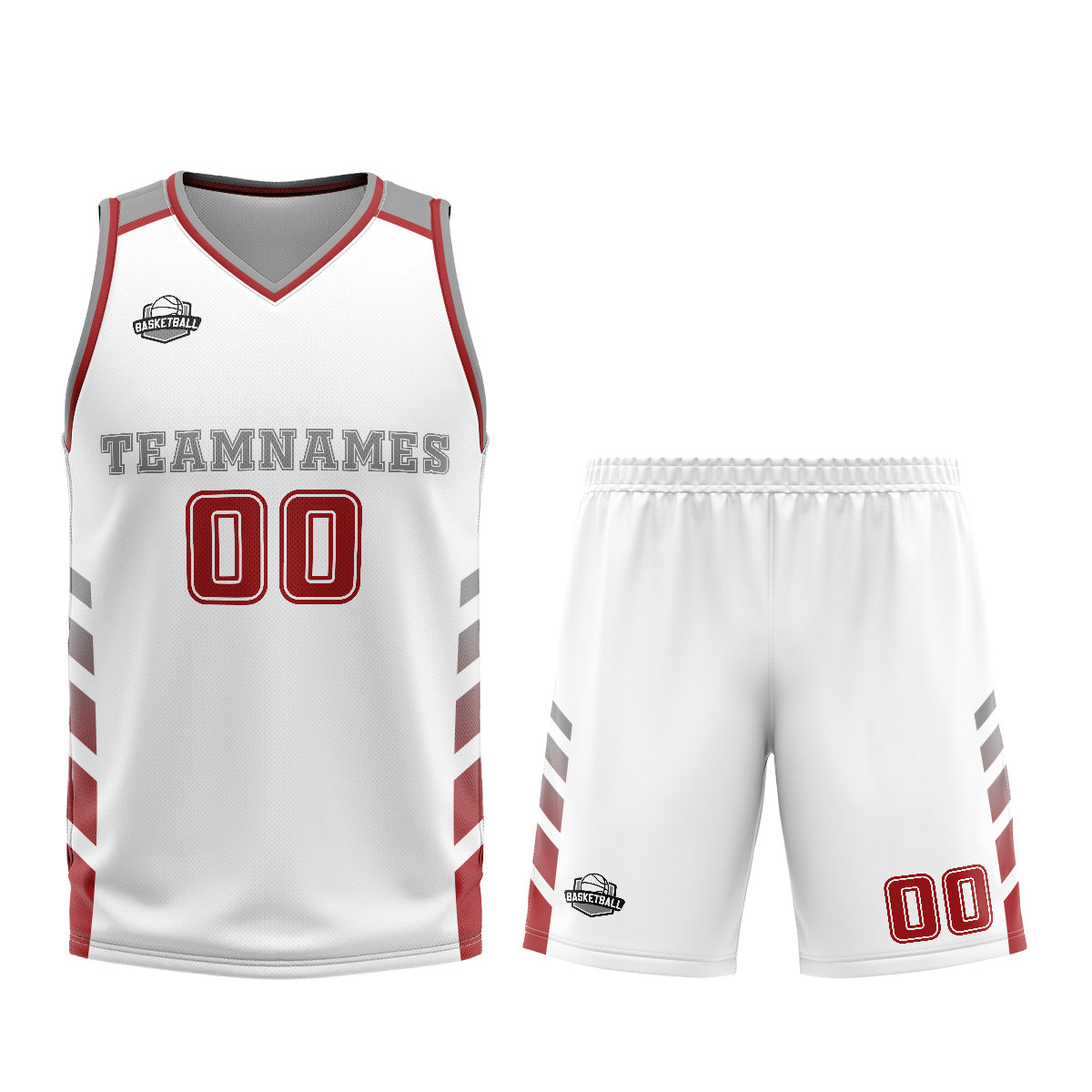 Custom White Red Basketball Jersey Uniform Suit Printed Your Logo Name Number