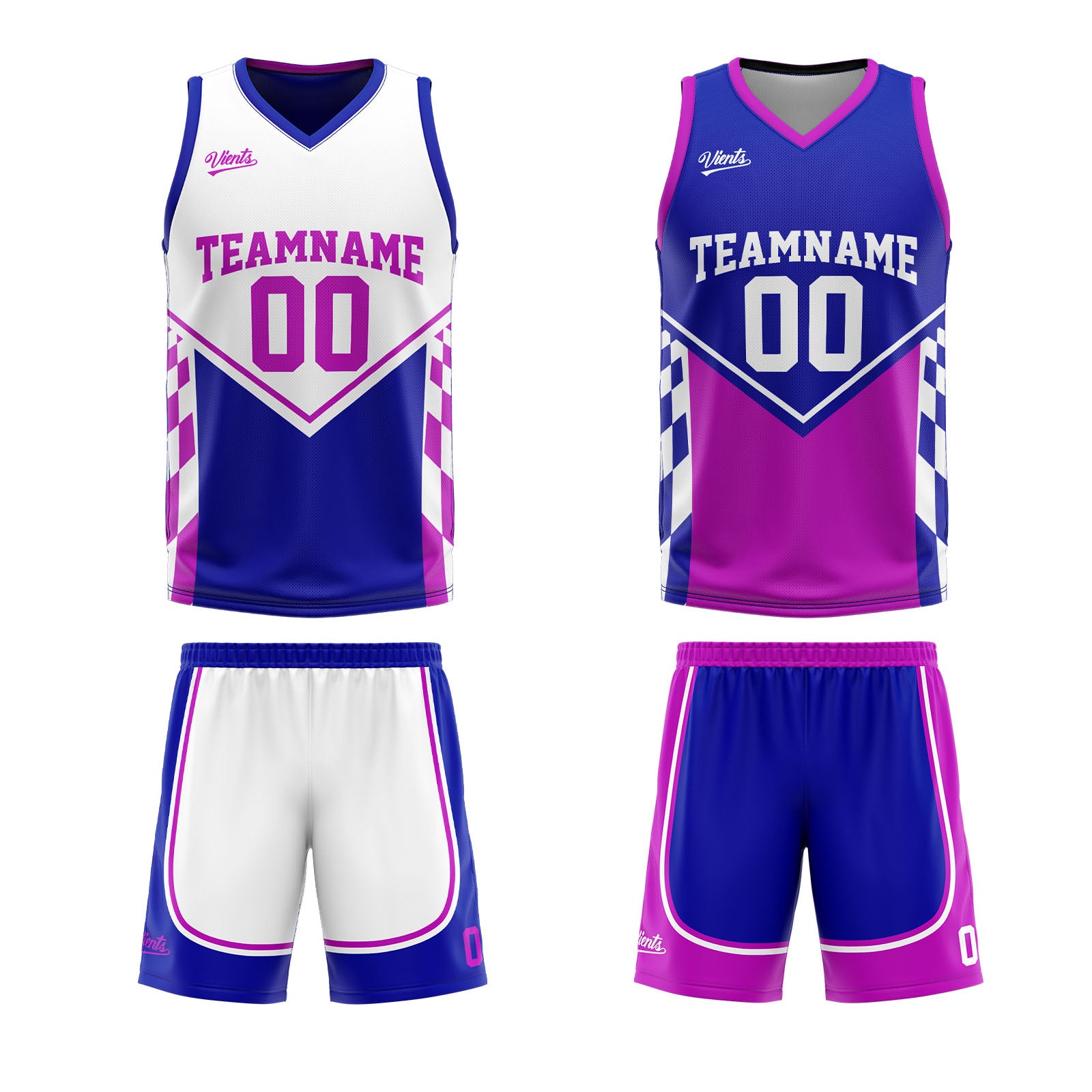 Custom Blue Purple Reversible Basketball Suit for Adults and Kids Personalized Jersey