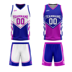 Custom Blue Purple Reversible Basketball Suit for Adults and Kids Personalized Jersey