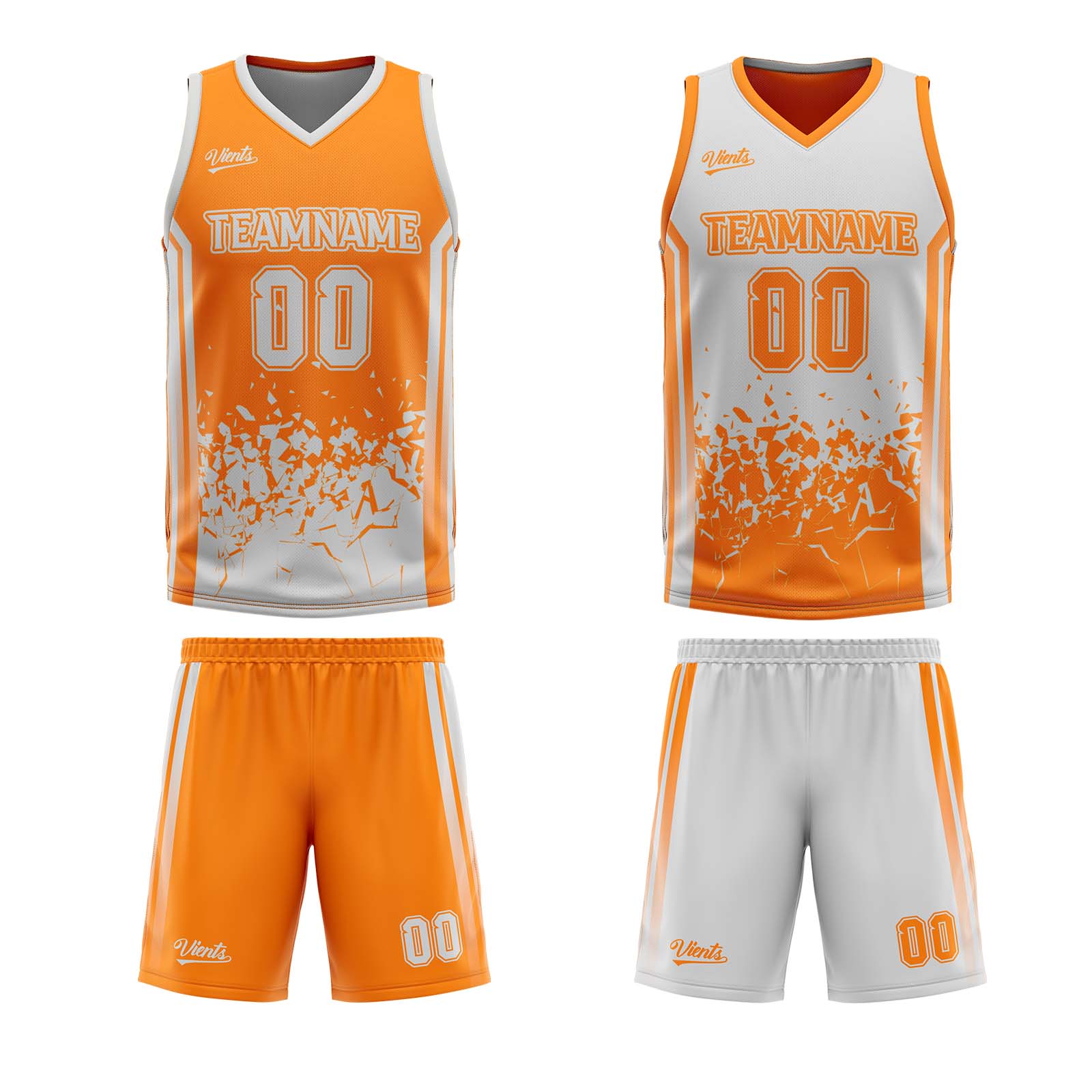 Custom Orange Grey Reversible Basketball Suit for Adults and Kids Personalized Jersey