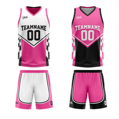 Custom Black Pink Reversible Basketball Suit for Adults and Kids Personalized Jersey