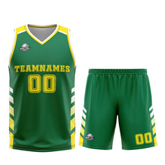 Custom Green Yellow Basketball Jersey Uniform Suit Printed Your Logo Name Number