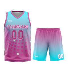 Custom Light Blue Pink Basketball Jersey Uniform Suit Printed Your Logo Name Number