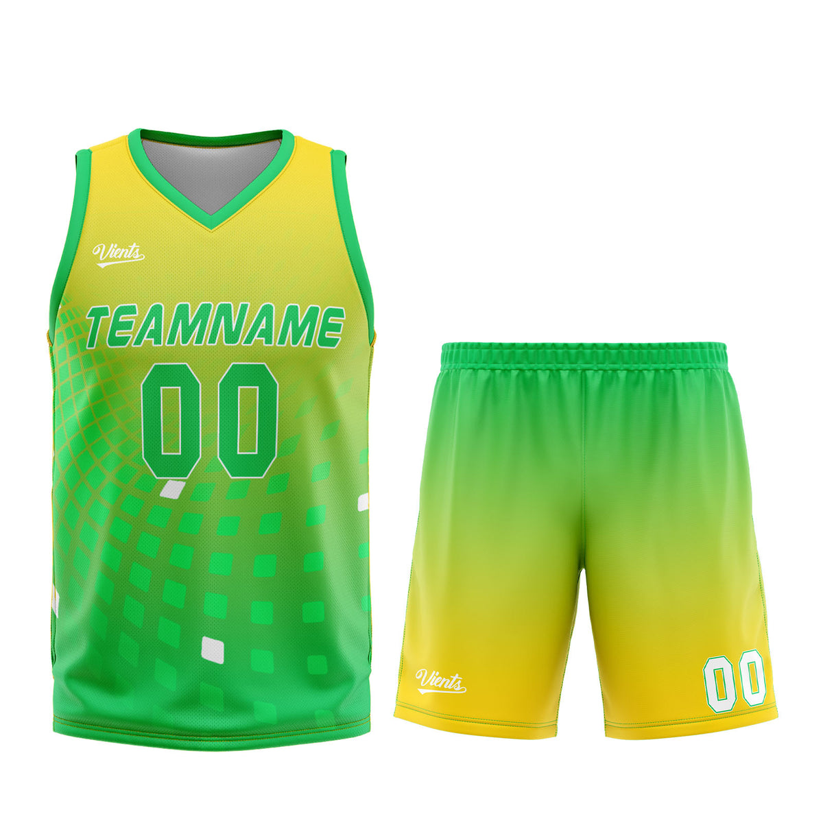 Custom Yellow Green Basketball Jersey Uniform Suit Printed Your Logo Name Number