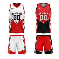 Custom Red Black Reversible Basketball Suit for Adults and Kids Personalized Jersey