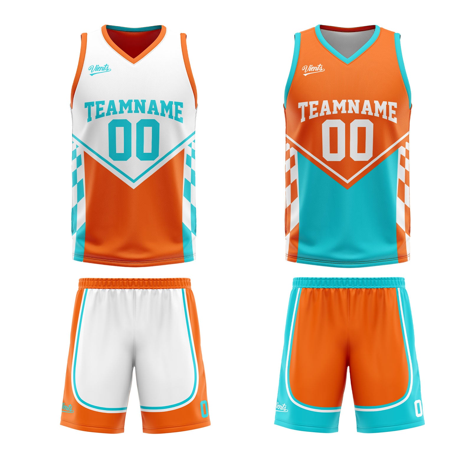Custom Orange Cyan Reversible Basketball Suit for Adults and Kids Personalized Jersey