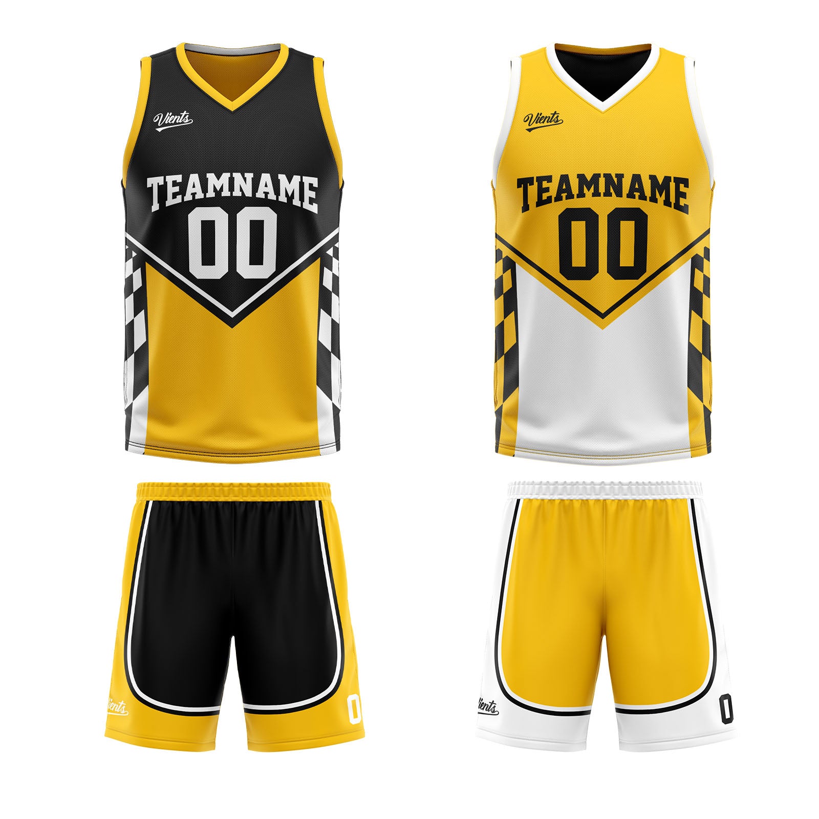 Custom Black Yellow Reversible Basketball Suit for Adults and Kids Personalized Jersey