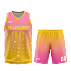 Custom Pink Yellow Basketball Jersey Uniform Suit Printed Your Logo Name Number
