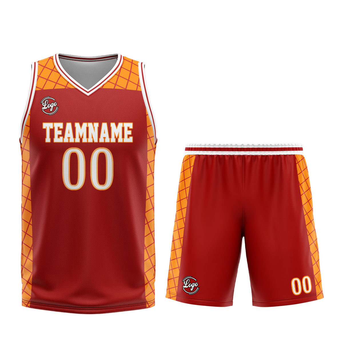 Custom Red Orange Basketball Jersey Uniform Suit Printed Your Logo Name Number