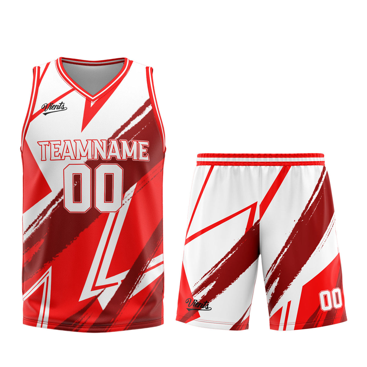Custom Red White Basketball Jersey Uniform Suit Printed Your Logo Name Number
