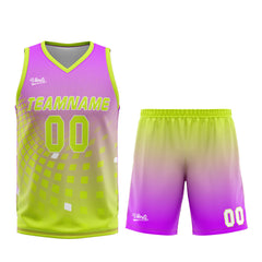 Custom Light Purple Green Basketball Jersey Uniform Suit Printed Your Logo Name Number