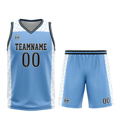 Custom Light Blue Black Basketball Jersey Uniform Suit Printed Your Logo Name Number